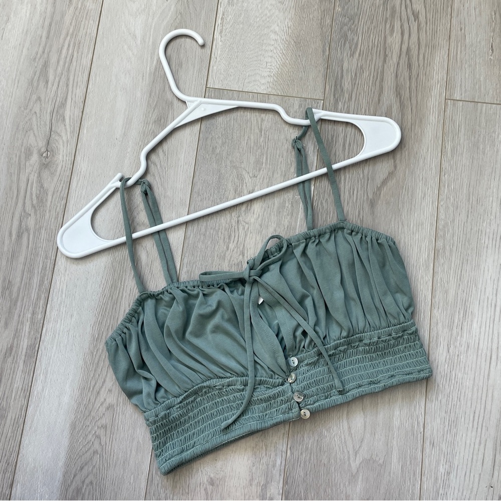 Privacy Please Tank crop milkmaid womens Green (small) party going out summer